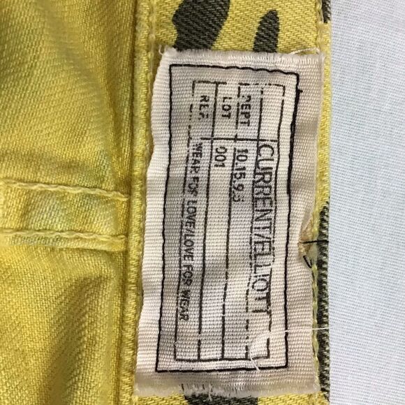 Current/Elliott Yellow Zebra Print Skinny Leg Jeans New With Tag Size 27 - Picture 10 of 15